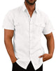 Men's Button Short Sleeve Shirt Summer Casual Double Pocket Wide Collar Beach Shirt Summer - CINCHWIERD 