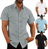 Men's Button Short Sleeve Shirt Summer Casual Double Pocket Wide Collar Beach Shirt Summer - CINCHWIERD 