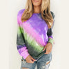 Fashion Tie Dye Rainbow Casual Long Sleeve T-shirt for Women Summer Dress - CINCHWIERD 